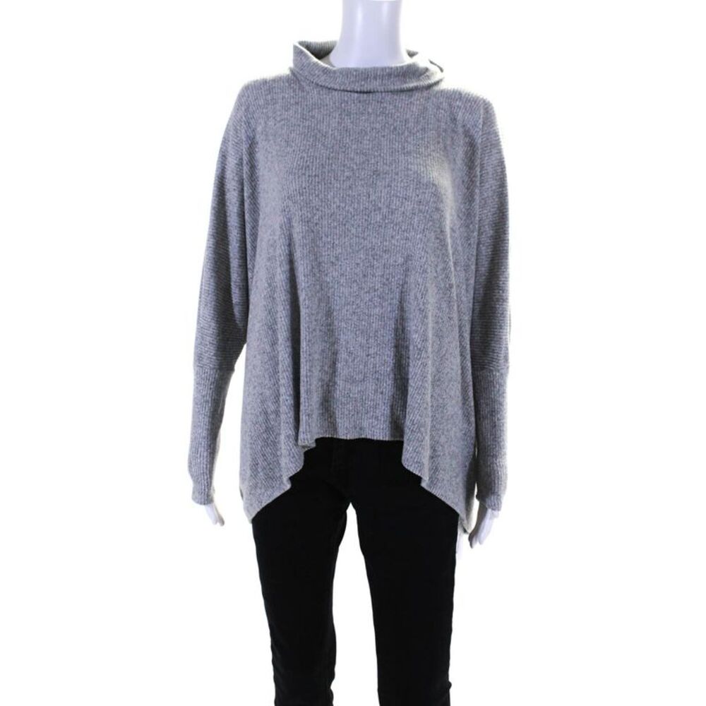 Self Contrasts Women's Turtleneck Long Sleeves Sweater Gray Size L